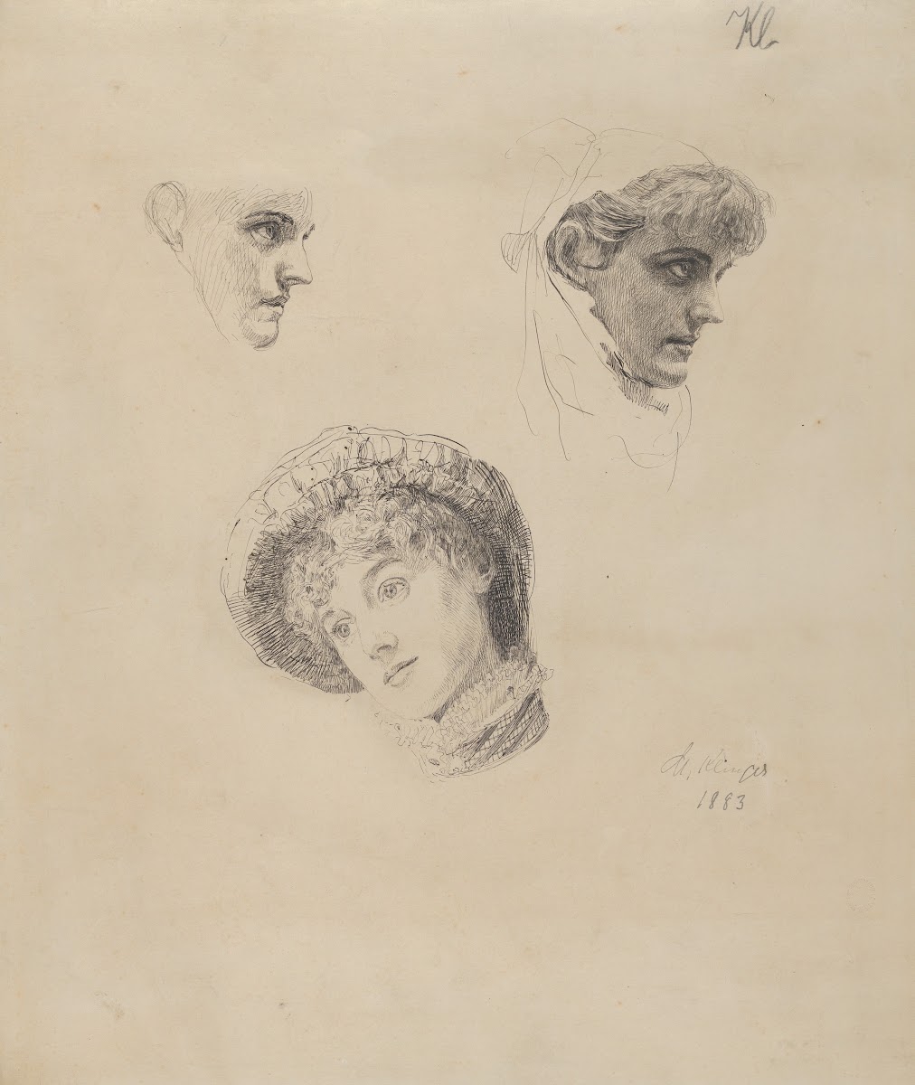 Three Studies of Heads of Women 1883