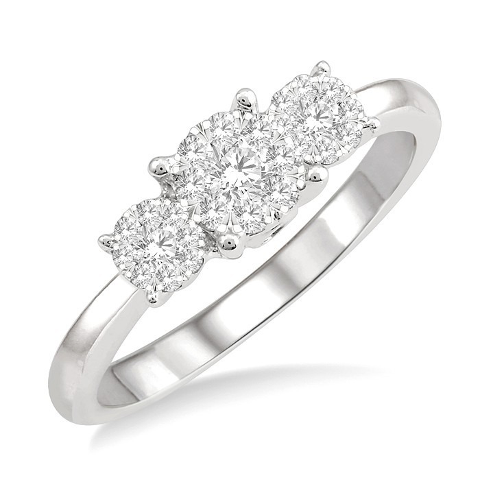 Round Shape Past Present & Future Lovebright Essential Diamond Engagement Ring 36925DHFGWG