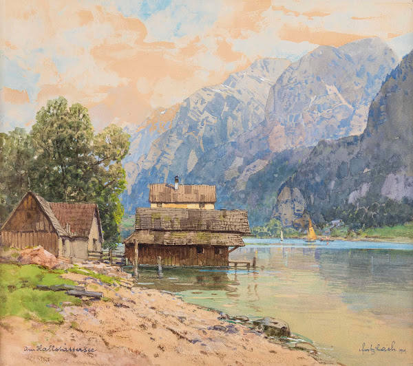 Bootshäuser am Hallstätter See