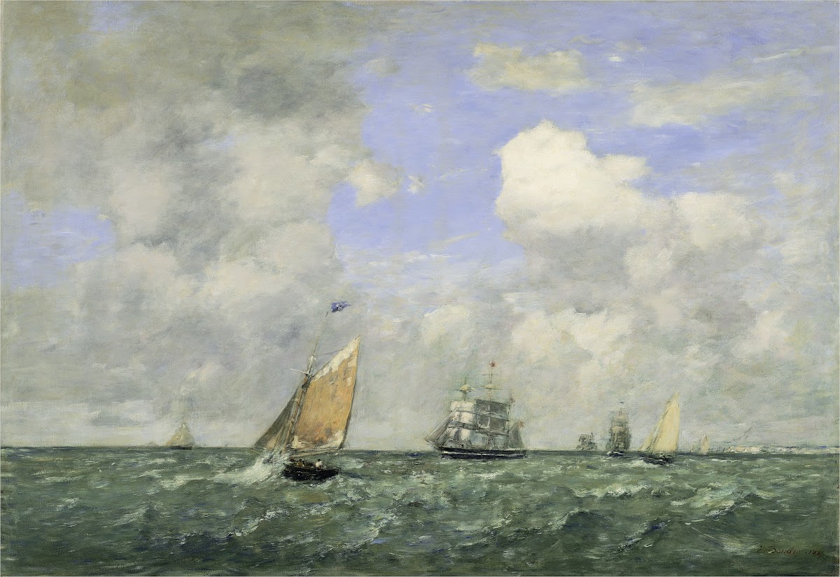 Ships and Sailing Boats Leaving Le Havre 1887