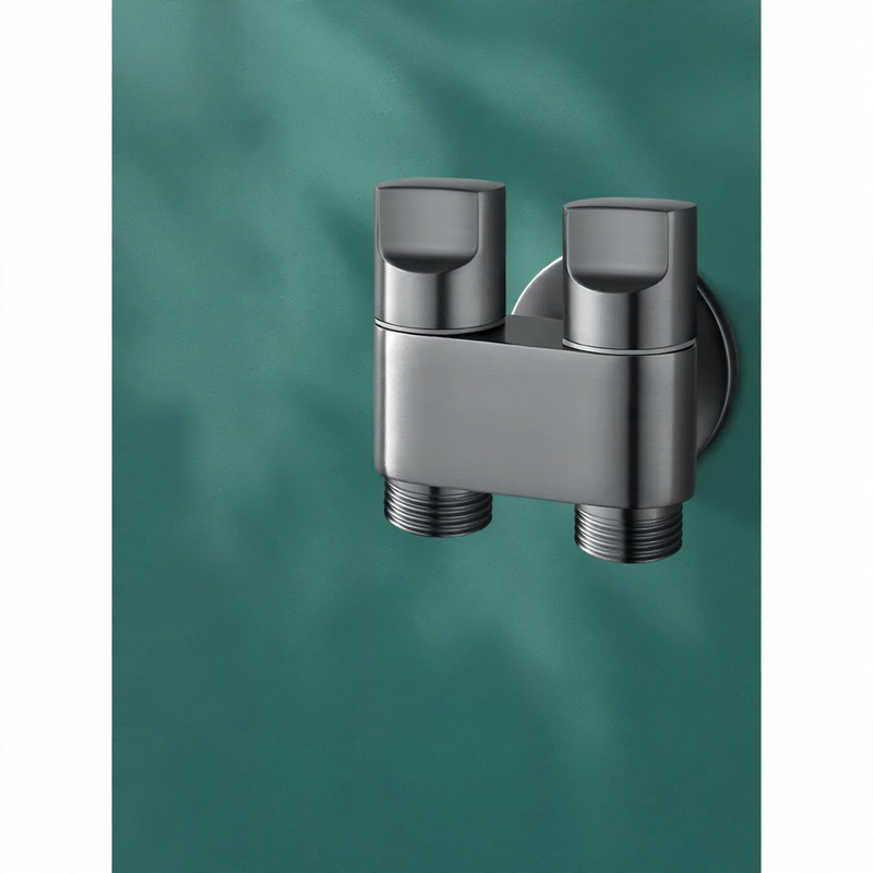 Corner valve for washing machines, 4-thread