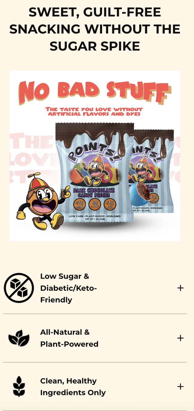 POINTS! branded landing page social proof section