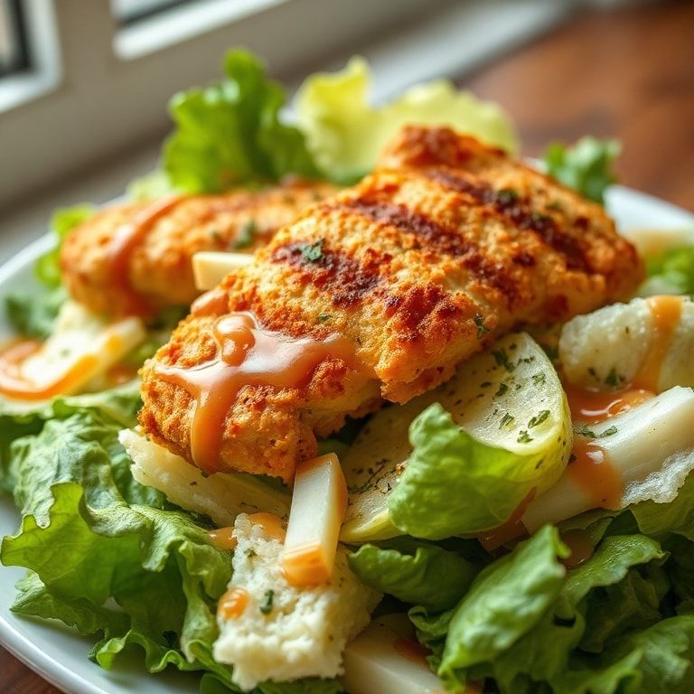 Crispy Chicken Caesar Salad Recipe – Quick & Easy Homemade Dinner finished