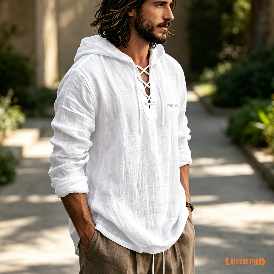 2D‑ZY Linen‑look Hoodie