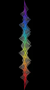 Rainbow Abstract Wireframe Spiral on Black