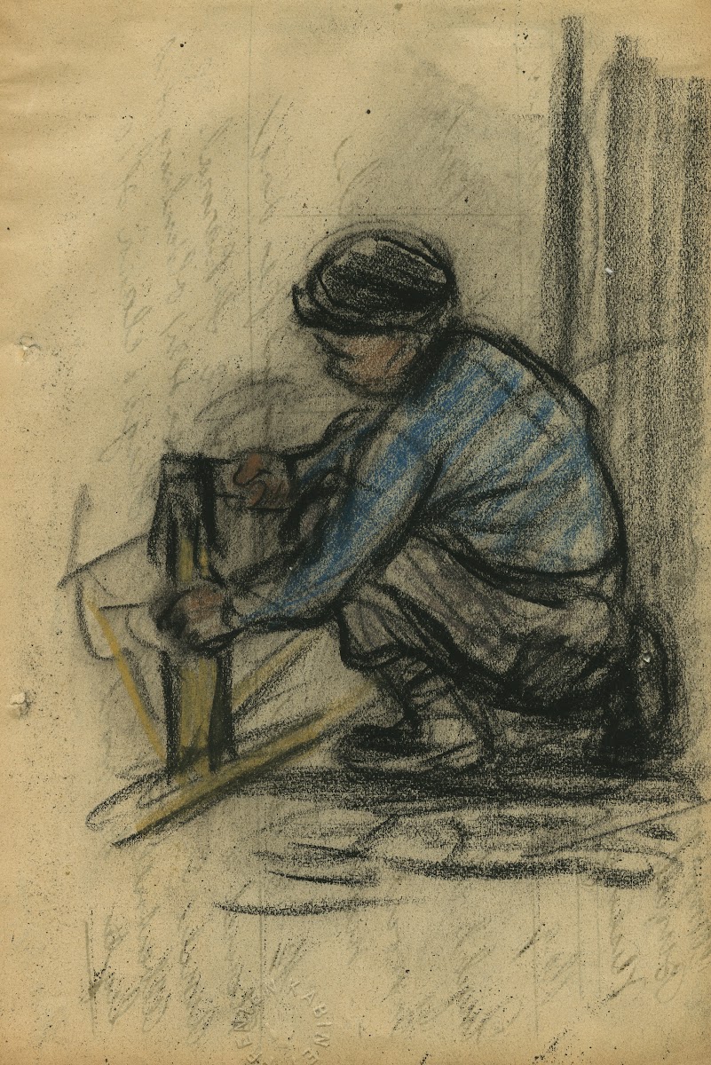 Een kind gehurkt in profiel 1904
