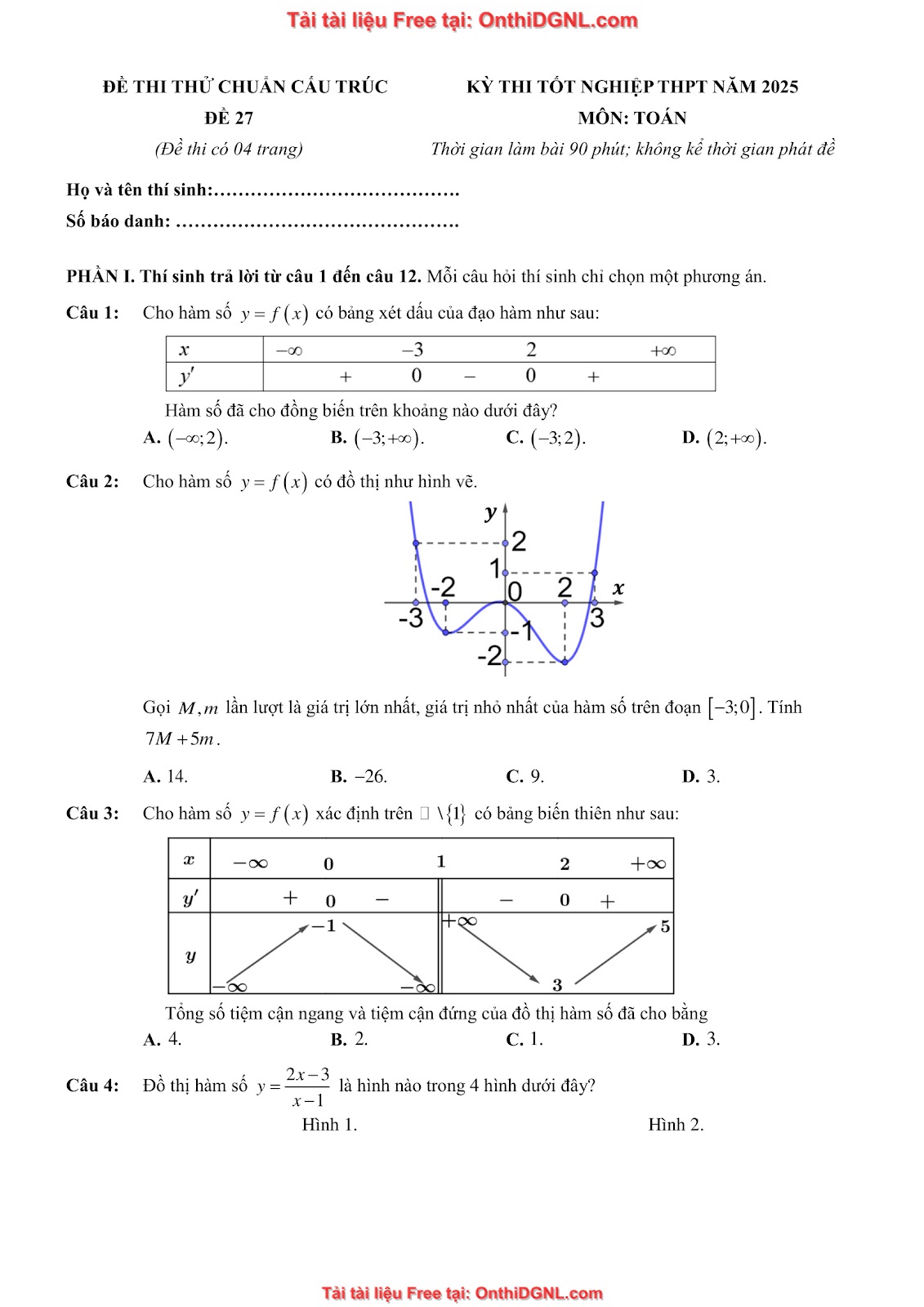 32 đề phát triển minh họa môn toán - có đáp án
