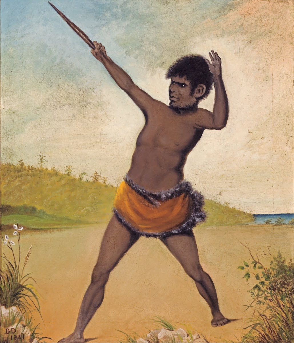 Jack a Tasmanian Aboriginal holding a club