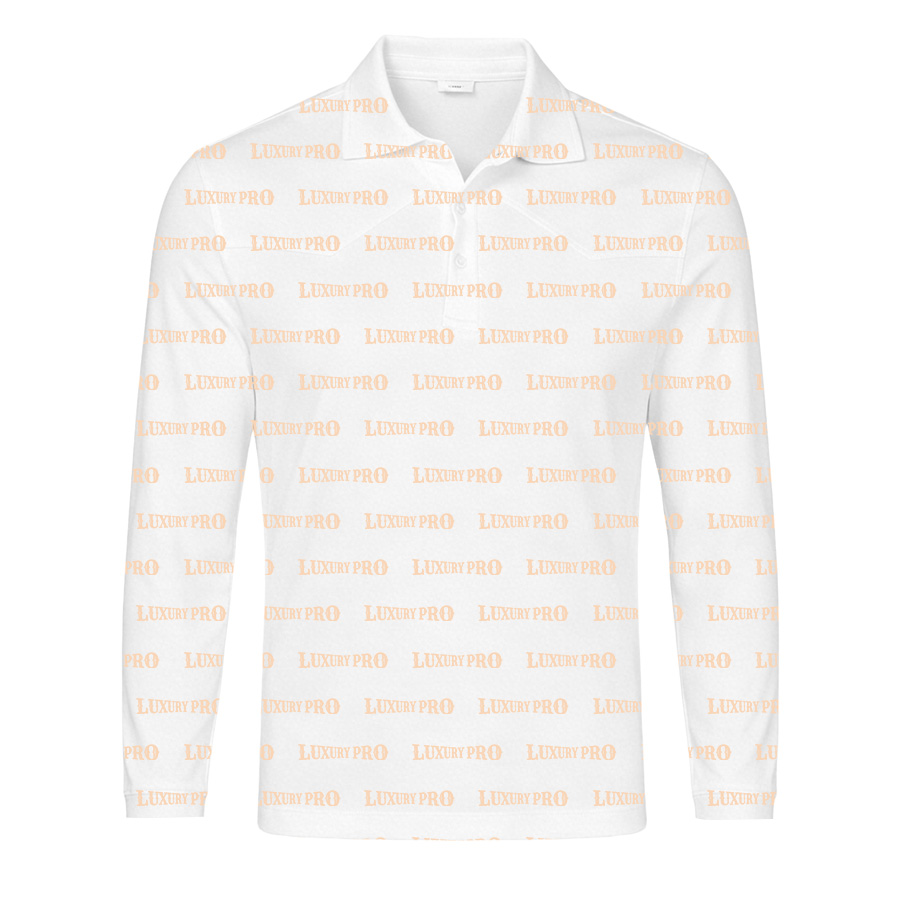 AOP CHN Pearl Button Long Sleeve Polo Shirt-CHNZGKCXPL