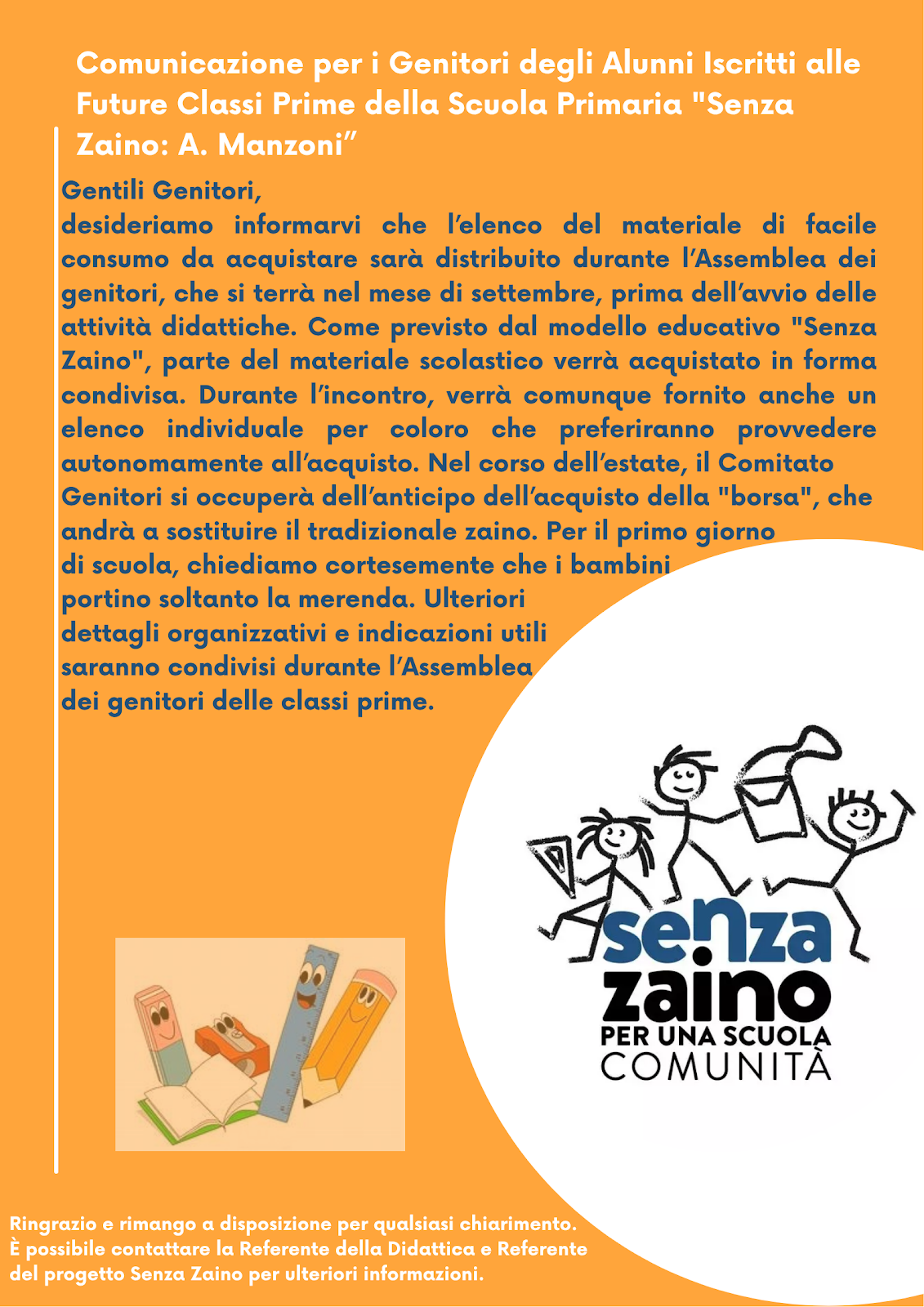materiale senza zaino