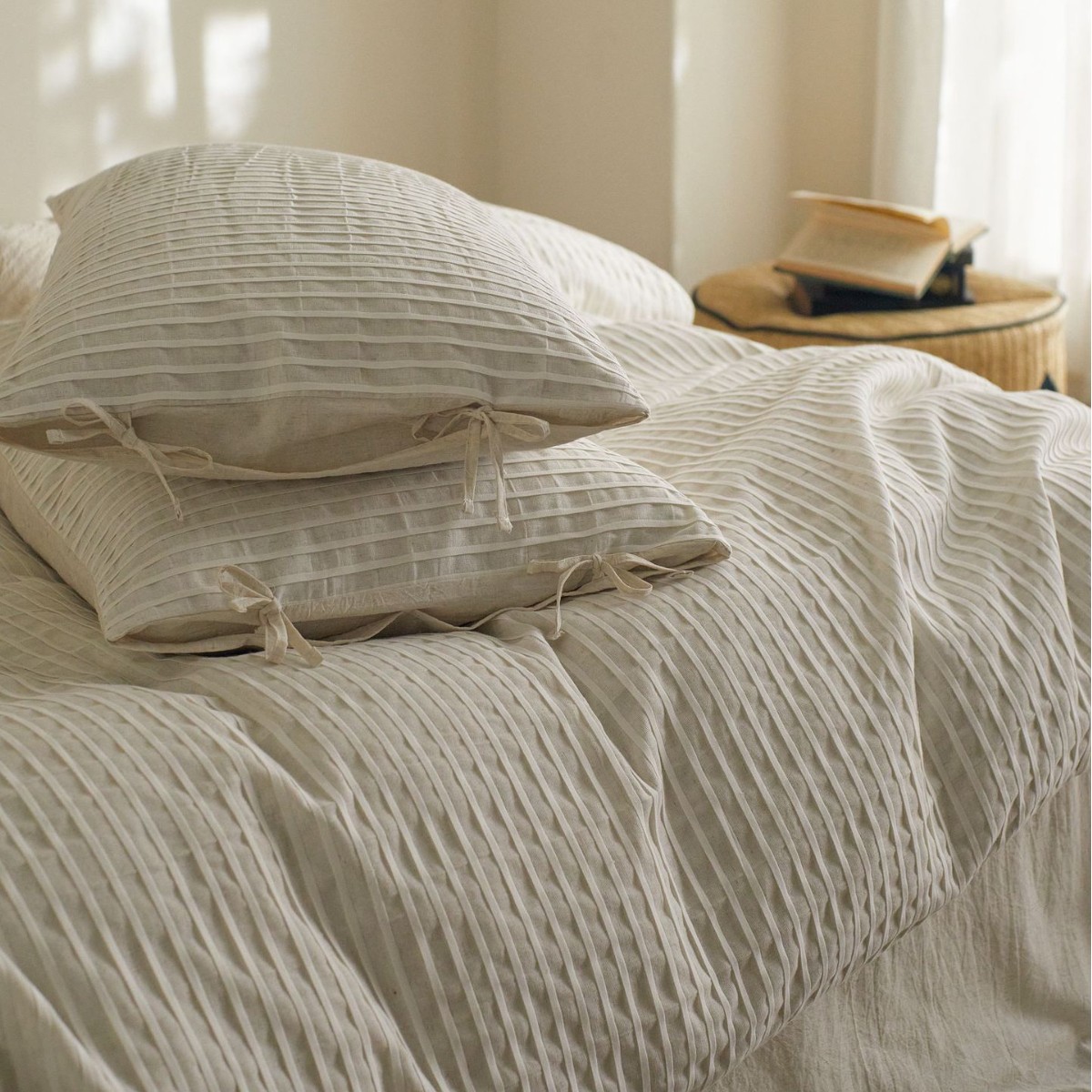 Bedding set, 4-piece, stripe jacquard