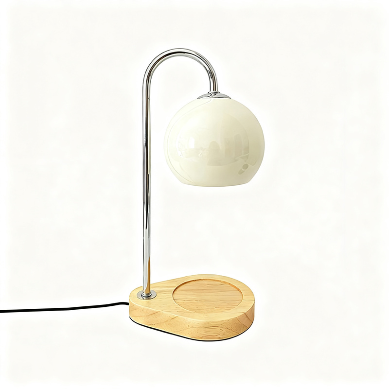 Wooden Aroma Wax Melt Lamp with Metal Shade
