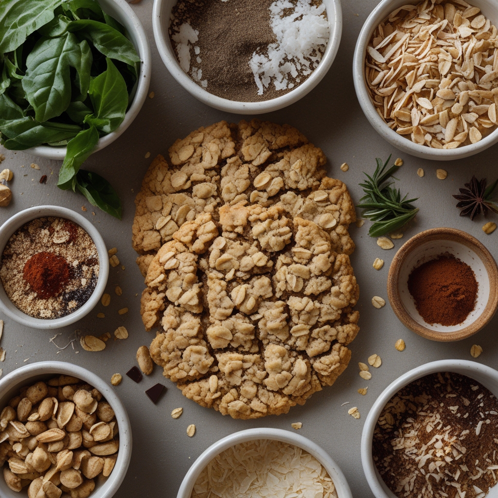 Ingredients for Thin Crispy Oatmeal Cookies with Toasted Coconut and Chocolate Drizzle - Easy Homemade Treat