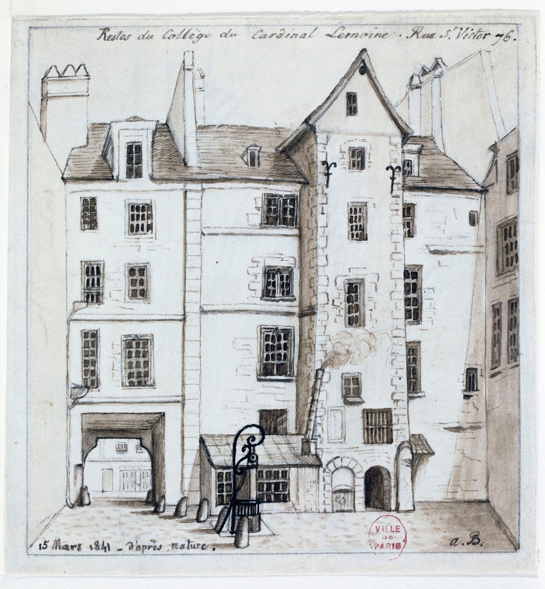Restes du Collège Cardinal Lemoine rue Saint Victor 1841