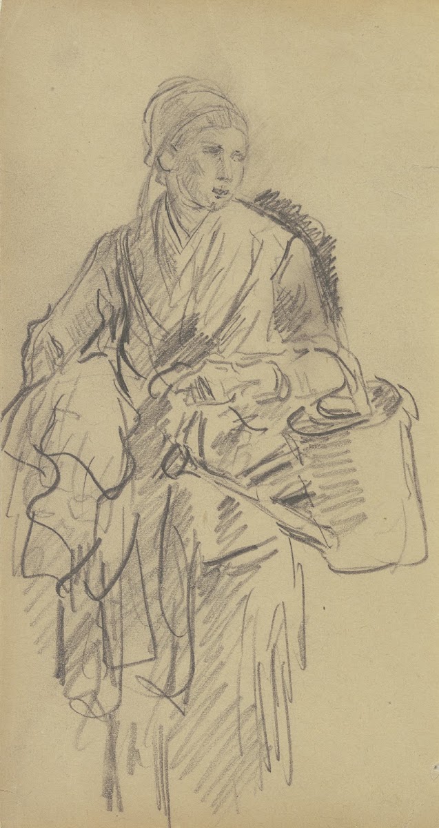 Farmwoman with a watering can