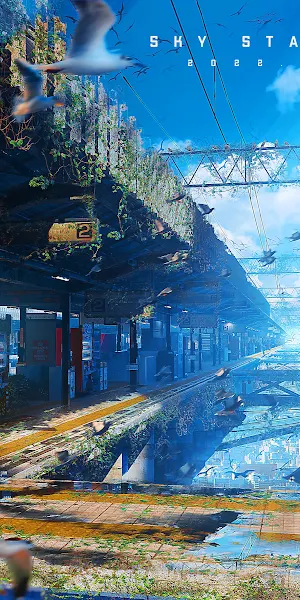 Plants, Birds, Station, Clouds, Wires 4K Wallpaper Background