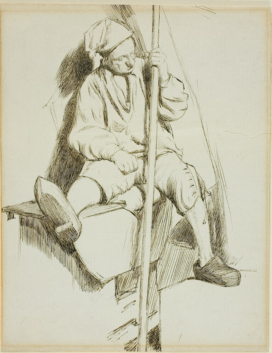 Man Seated Holding Staff in Left Hand 1860 69