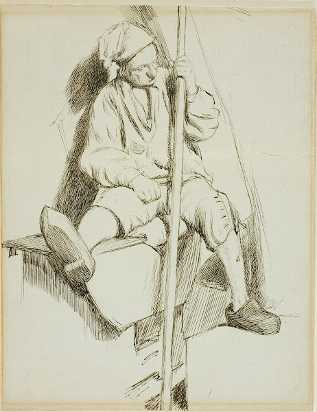 Man Seated Holding Staff in Left Hand 1860 69