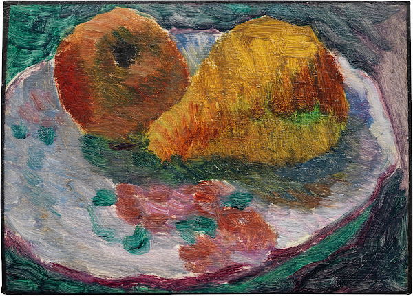 Stillleben mit Fayenceteller und Früchten Ca 1931