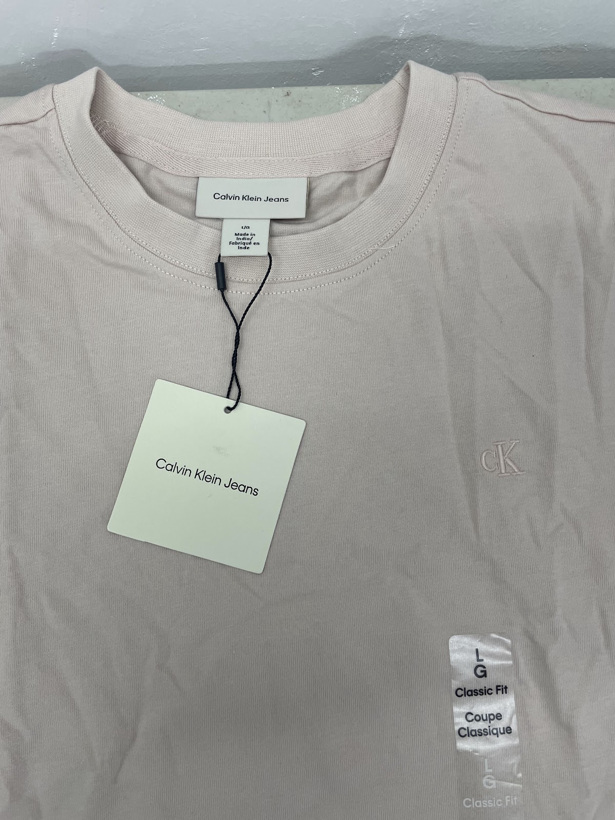 Ck W Shirt Minimalist Baby Pink L #2187