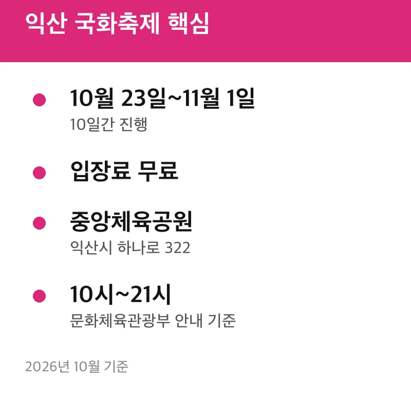 익산 국화축제 핵심
