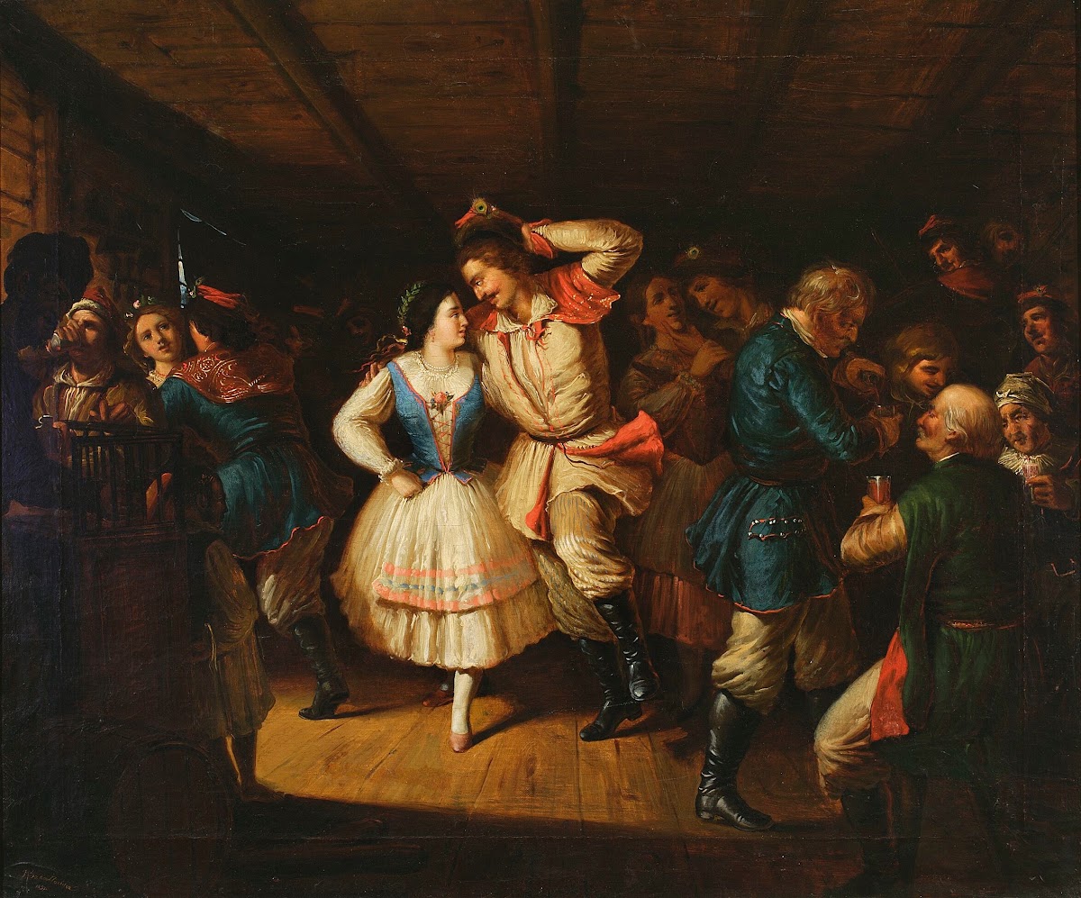 Kraków region folk dance in a tavern 1851