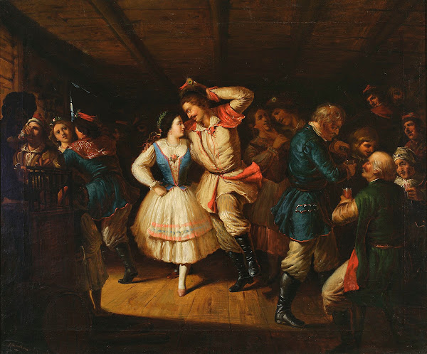 Kraków region folk dance in a tavern 1851
