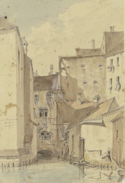 Die Roßschwemme am Viktualienmarkt in München 1829