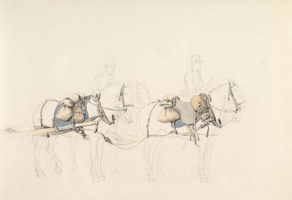 Studies of Four Horses with Two Horsemen ca 184851