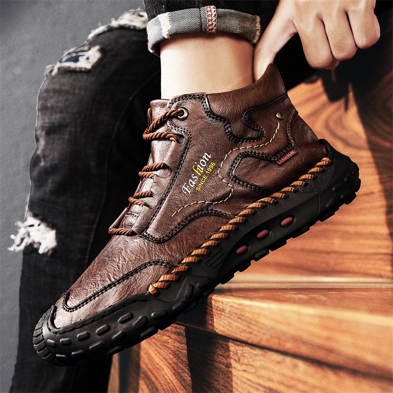 Men's ankle boots with platform sole, lined or unlined