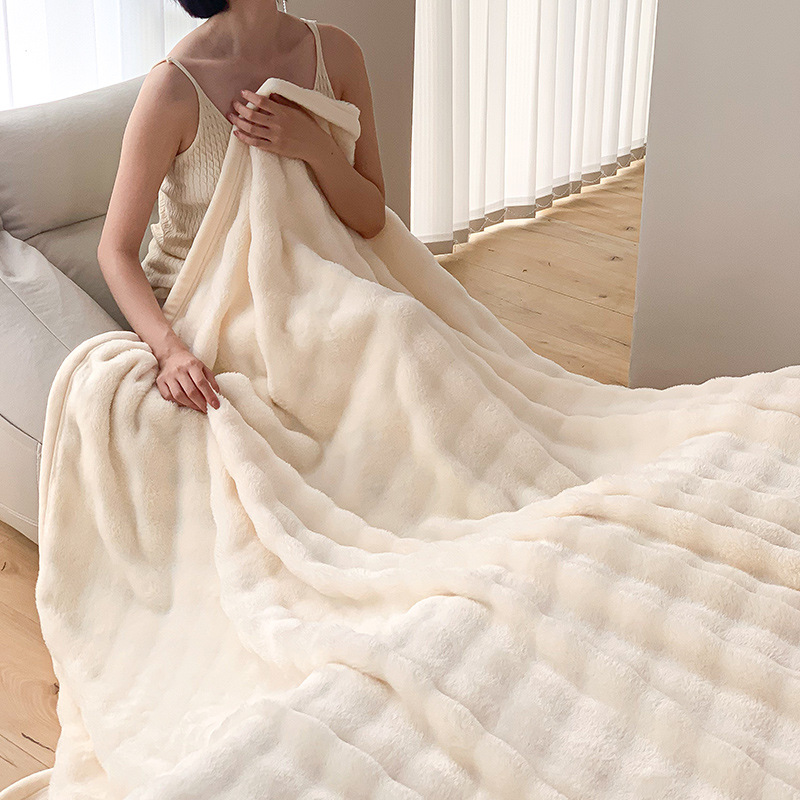 Fluffy Plush Blanket Made of Faux Rabbit Fur