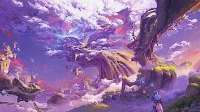 Illustration, Trees, Science Fiction, Forest, Fantasy Art 4K Wallpaper Background