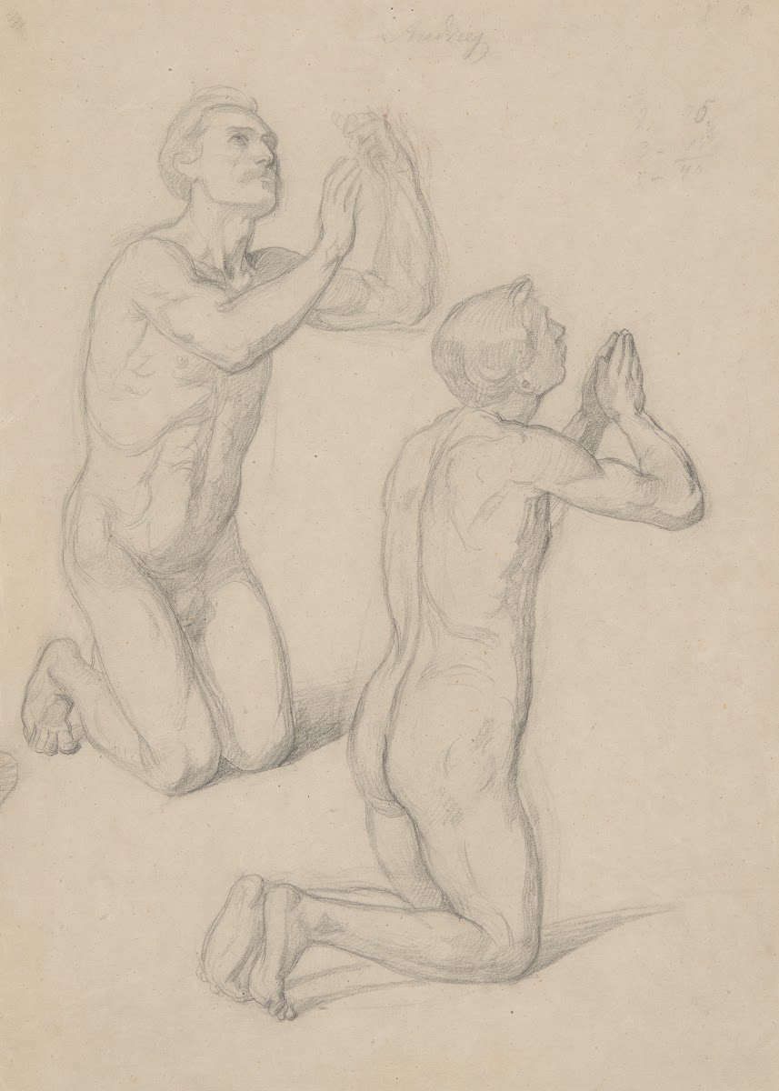 Nude studies for the figures of David and Pius IX in the painting The Immaculate