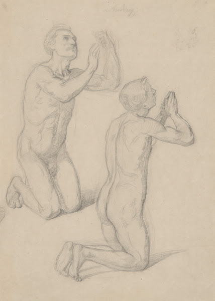 Nude studies for the figures of David and Pius IX in the painting The Immaculate