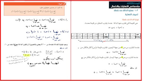 شرح دروس الوحدة الثالثة مع تمارين محلولة - رياضيات متقدمة الصف 12 الفصل 1