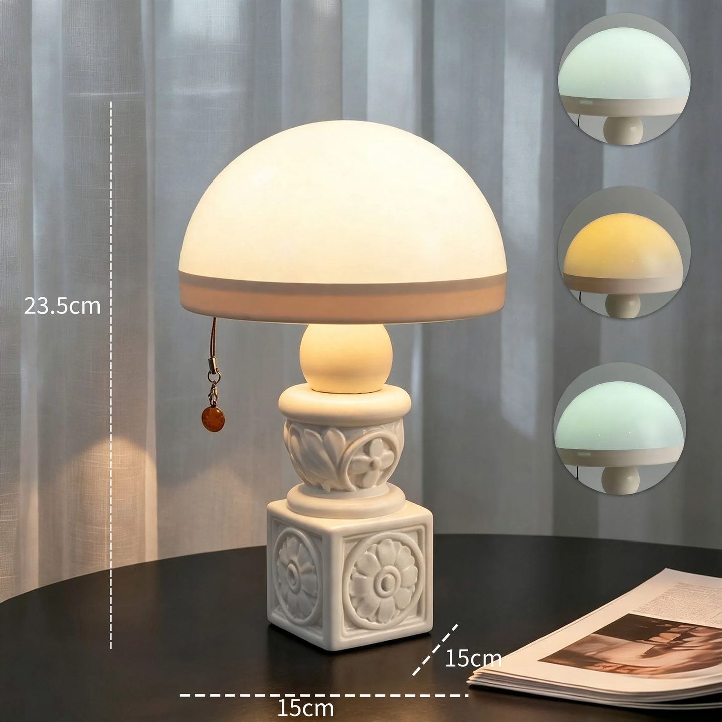Vintage Mushroom Lamp with Relief Pattern