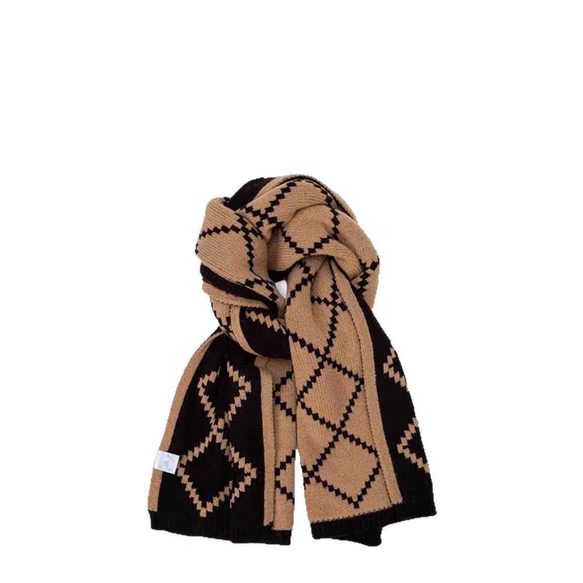 Double-sided scarf with diamond pattern, 150x20 cm
