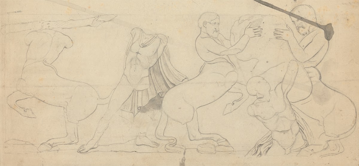 Sketch of Centaurs and Lapiths From a Frieze