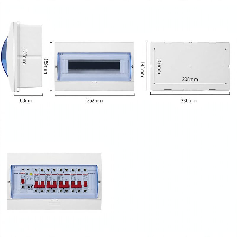 Distribution box for electrical installation, 2–16 circuits
