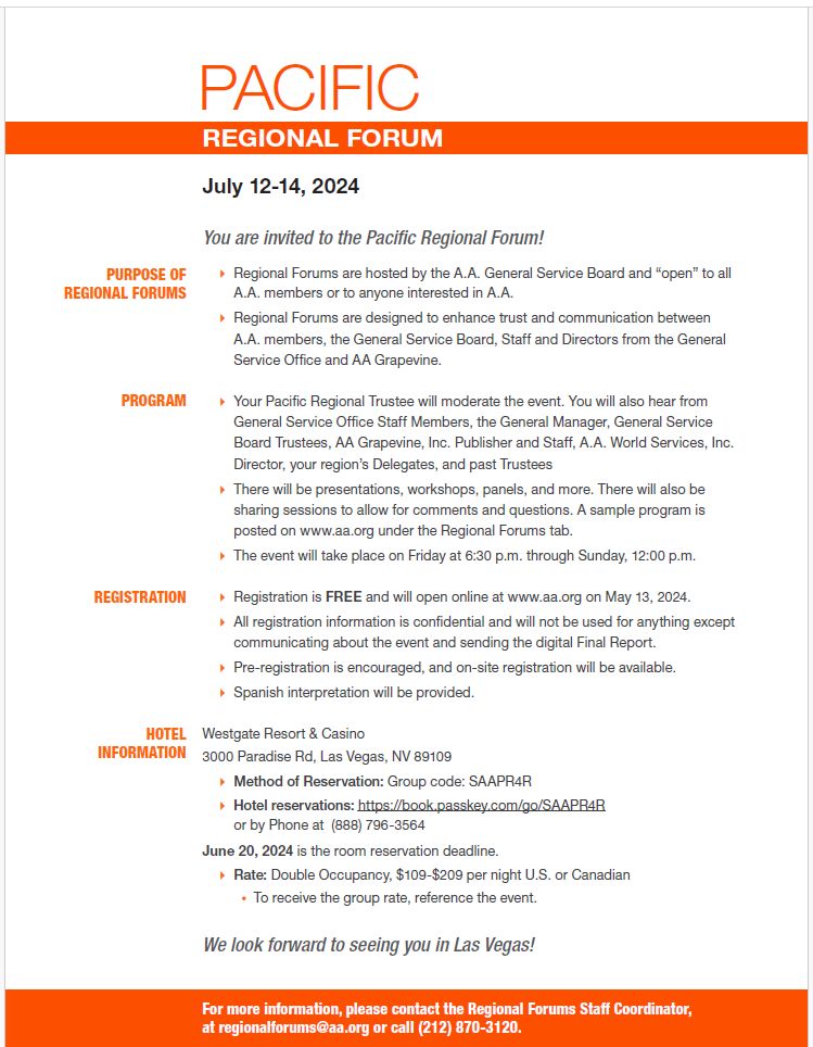 Flyer: Pacific Region Forum July 12 -14