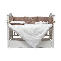 Bedding set for a baby crib 7 el Twins Fluffy Puffy Mocca beige dark