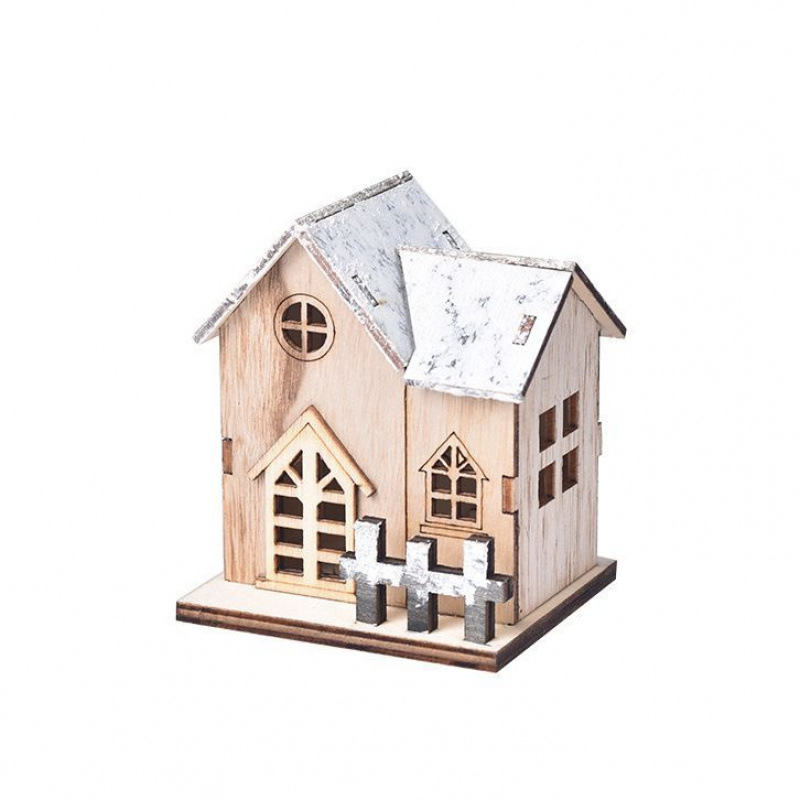 Beleuchtetes Holzhaus für die Weihnachtsdekoration