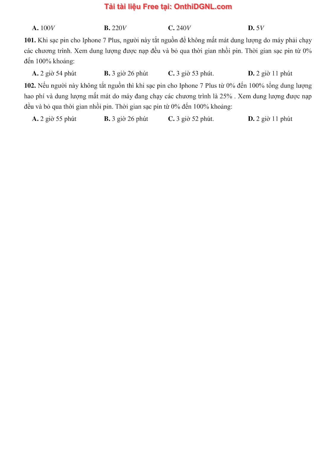 300 bài tập môn Vật Lý - Ôn thi ĐGNL ĐHQG TPHCM Phần 1