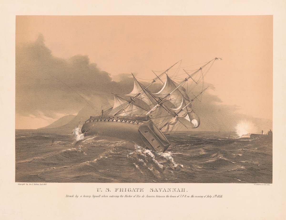 US Frigate Savennah Struck By A Heavy Squall When Entering The Harbor Of Rio De
