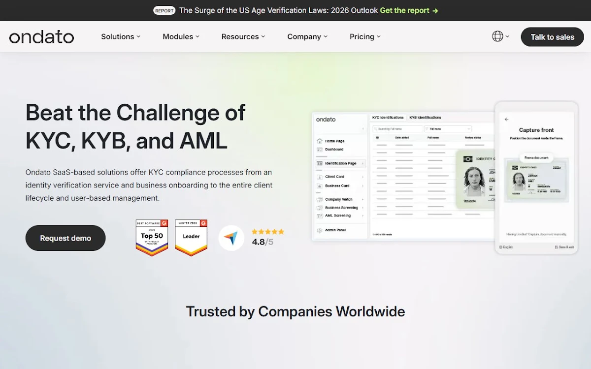Captura de Ondato KYC platform