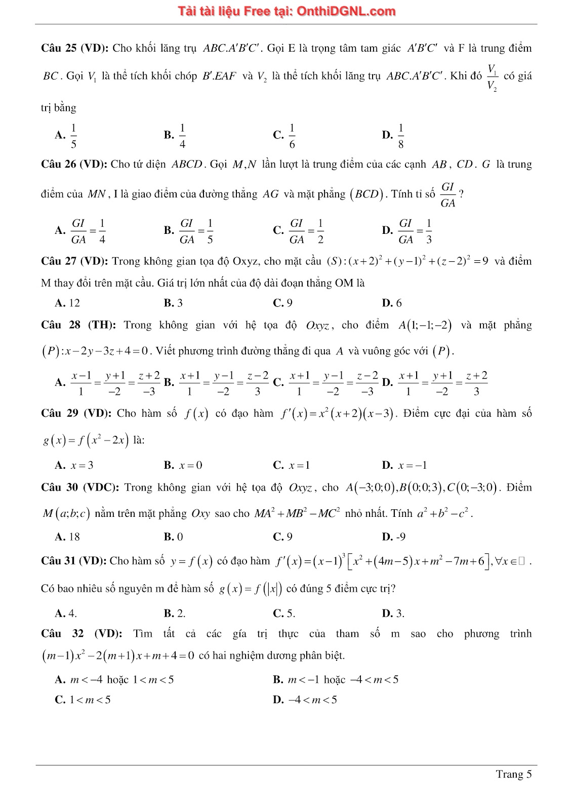 1300 bài tập môn Toán - Ôn thi ĐGNL ĐHQG Hà Nội Phần 1