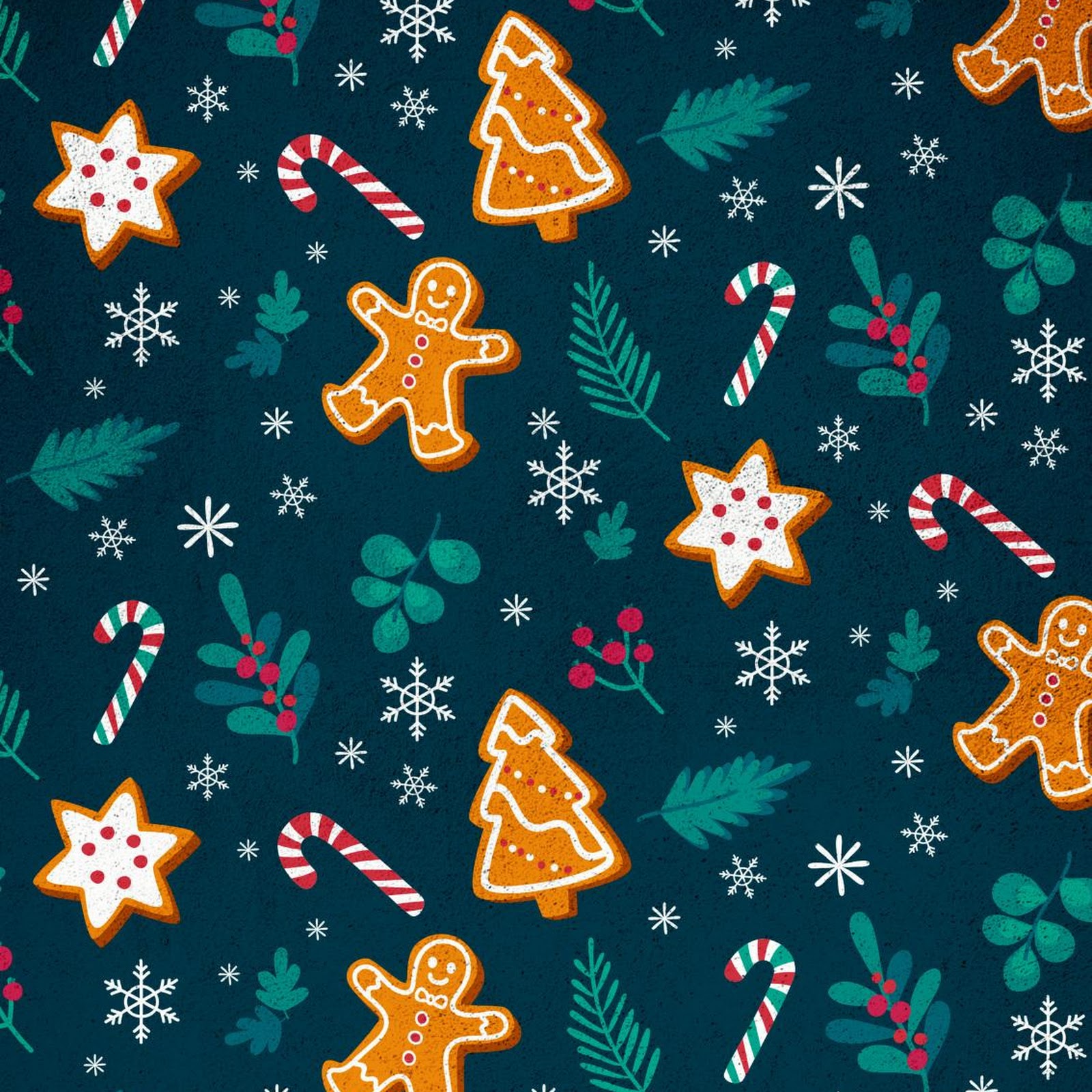 Download Festive Christmas Cookie Pattern Full HD iPhone