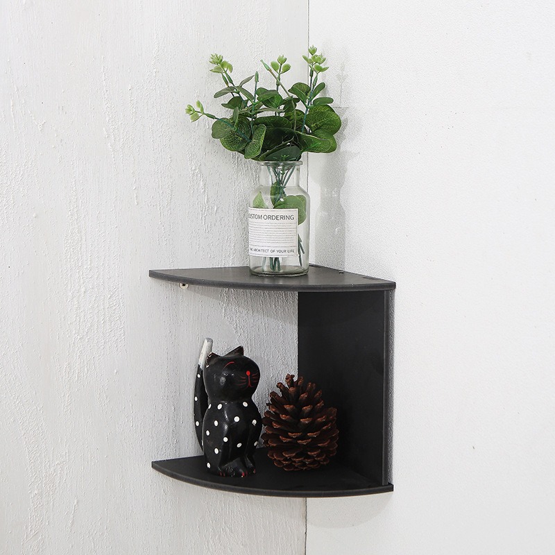 Corner wall shelf made of plywood, multilayered