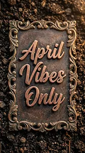 Metallic Embossed 'April Vibes Only' Quote on Granular Background