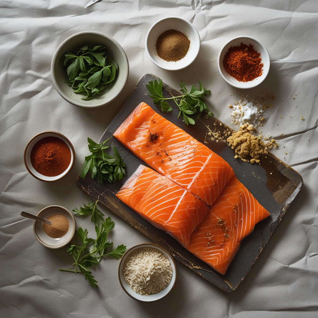 Ingredients for Spicy Salmon Sushi Bake - Easy Homemade Family-Friendly Recipe